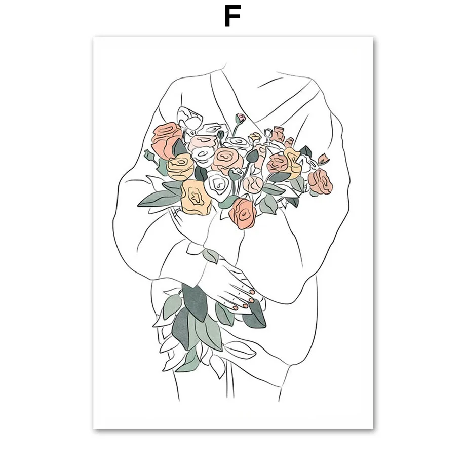 Plakat abstrakcyjna twarz dziewczyny line art Jasnoszary