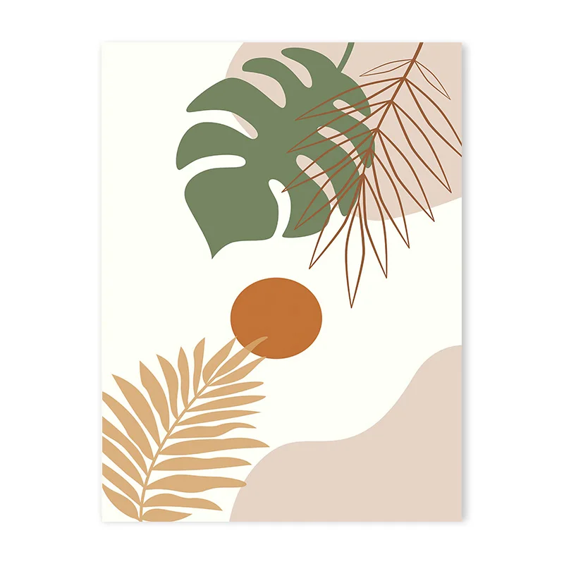 Plakat abstrakcyjne liście boho w terakocie B
