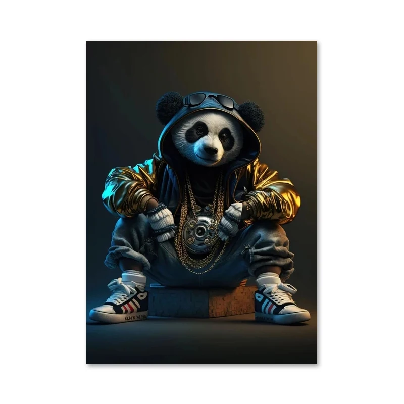 Abstrakcyjny lew, panda i żyrafa - plakat Burgundia