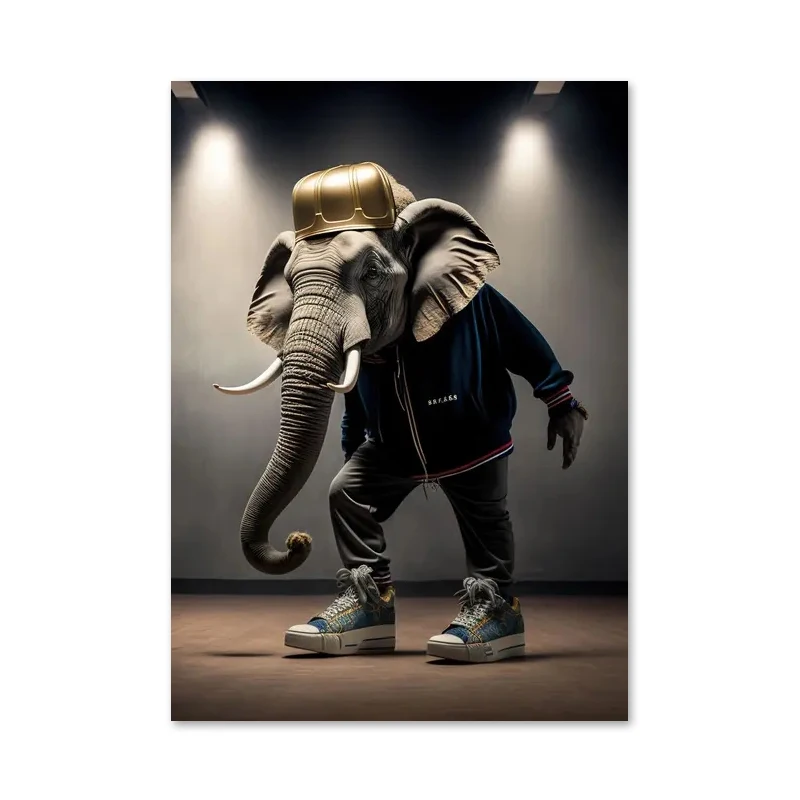 Abstrakcyjny lew, panda i żyrafa - plakat Czerwony