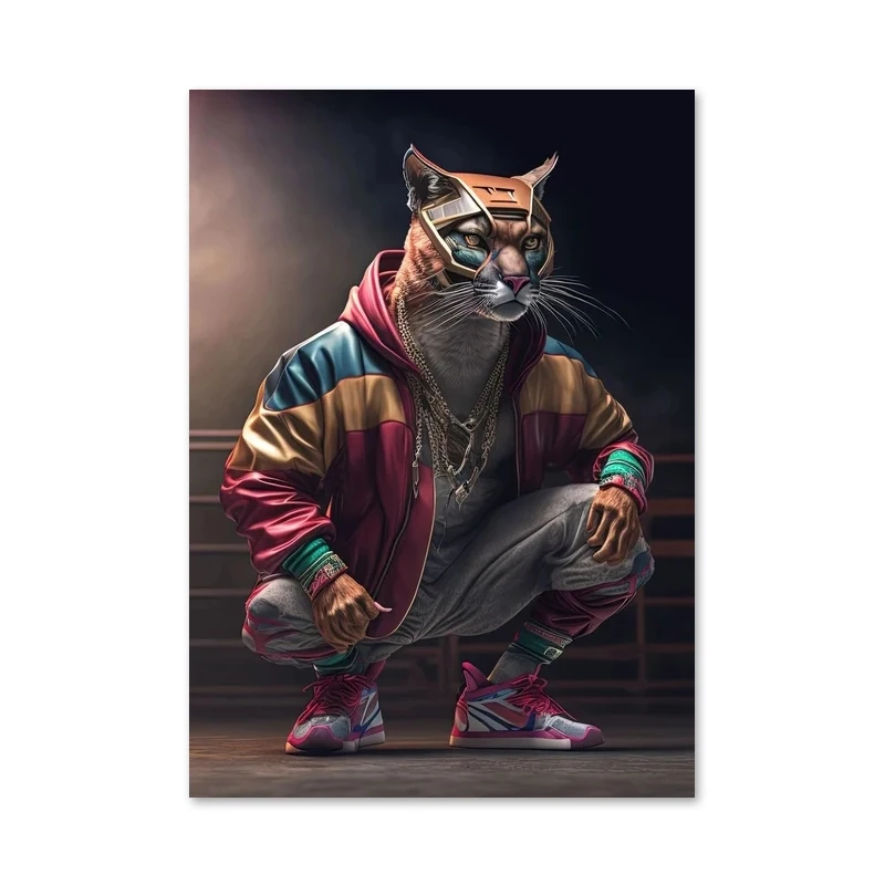 Abstrakcyjny lew, panda i żyrafa - plakat Wielo