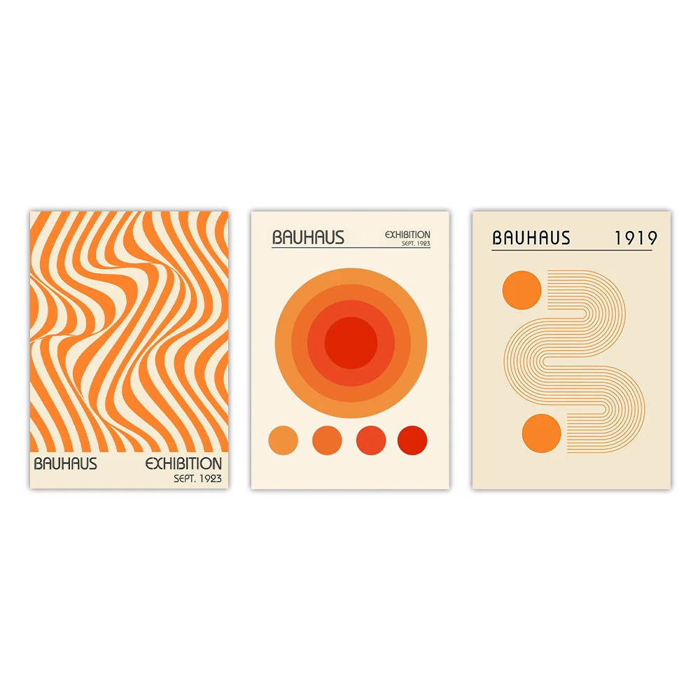 Plakat abstrakcyjny Bauhaus pomarańczowy Wzór 4