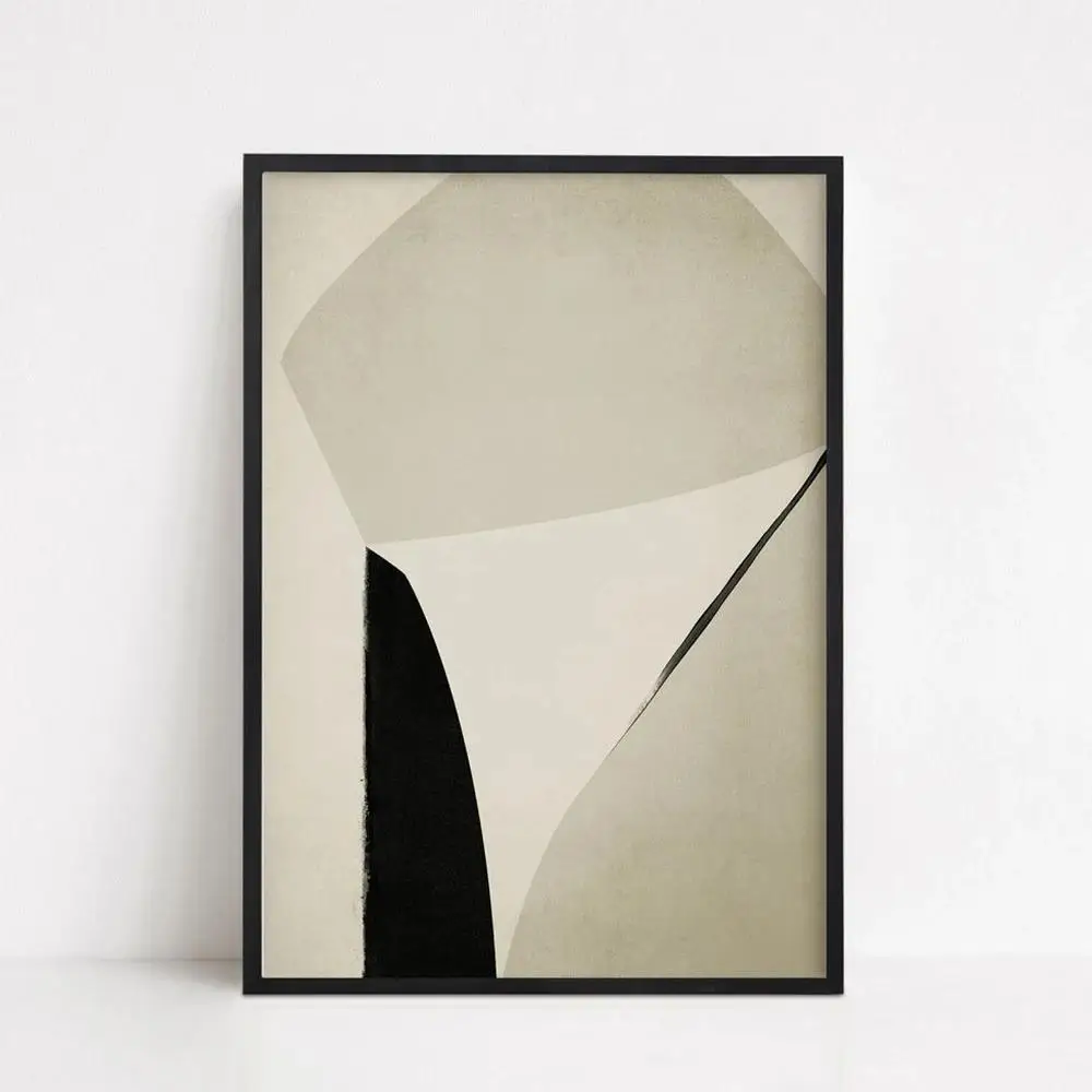 Beżowo-czarna abstrakcja minimalistyczna Burgundia