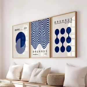 Plakat abstrakcyjny - falowana linia mid-century Czerwony