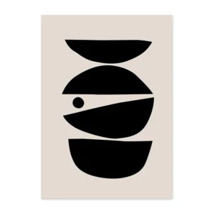 Plakat abstrakcyjny geometryczny boho beż i czerń Wzór 1