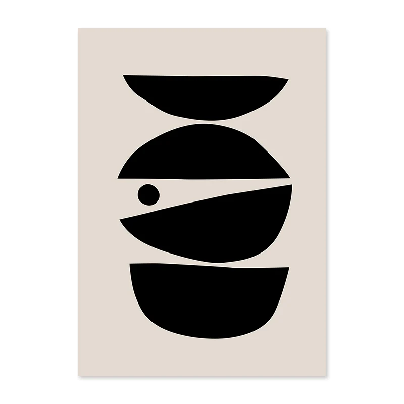 Plakat abstrakcyjny geometryczny boho beż i czerń Wzór 1