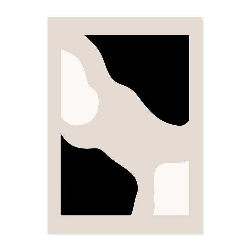 Plakat abstrakcyjny geometryczny boho beż i czerń Wzór 5