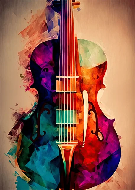 Plakat abstrakcyjny - instrumenty muzyczne Jasnoszary