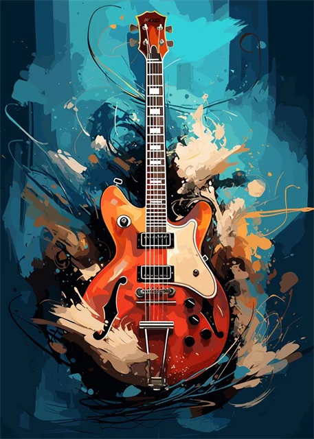 Plakat abstrakcyjny - instrumenty muzyczne Jasnozielony