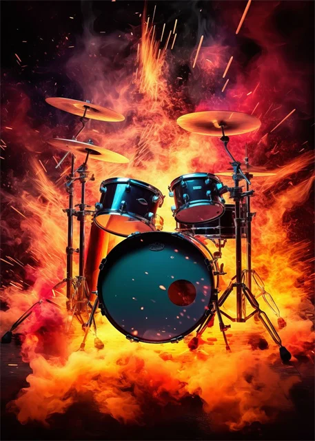 Plakat abstrakcyjny - instrumenty muzyczne Jasnożółty