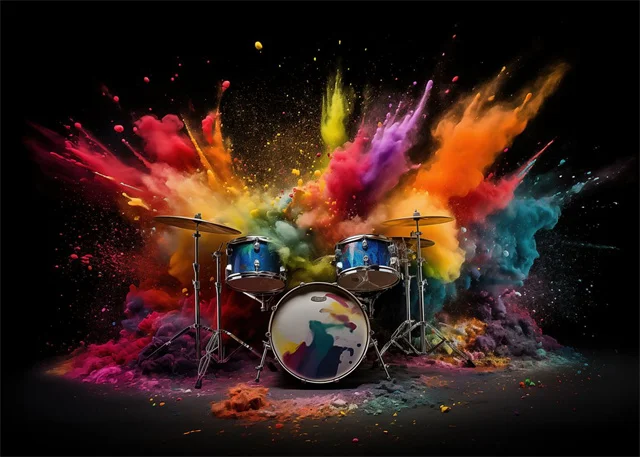 Plakat abstrakcyjny - instrumenty muzyczne Jasny