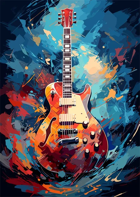Plakat abstrakcyjny - instrumenty muzyczne Zielony