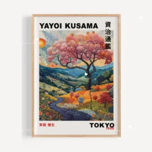 Plakat abstrakcyjny w stylu japandi - retro fale Wzór 1