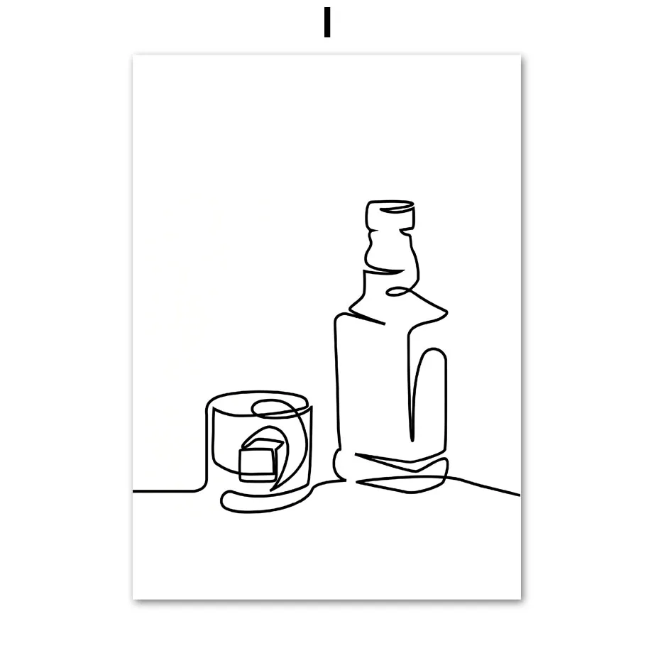 Plakat abstrakcyjny kawa i wino do kuchni Granatowy