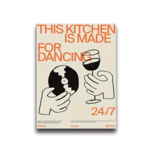 Plakat This Kitchen Is for Dancing abstrakcyjny Biały