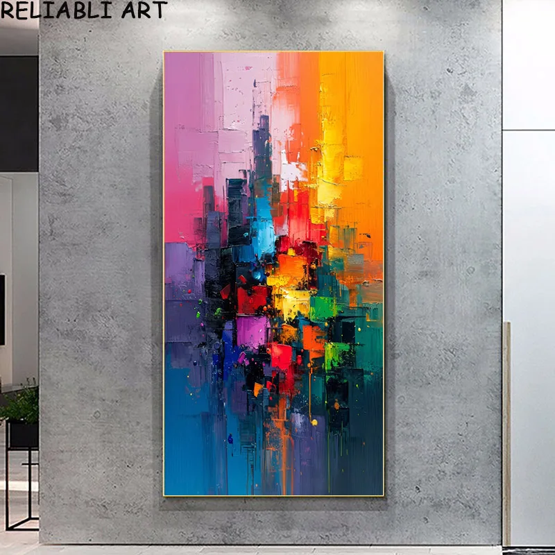 Plakat abstrakcyjny kolorowe bloki Jasnoszary