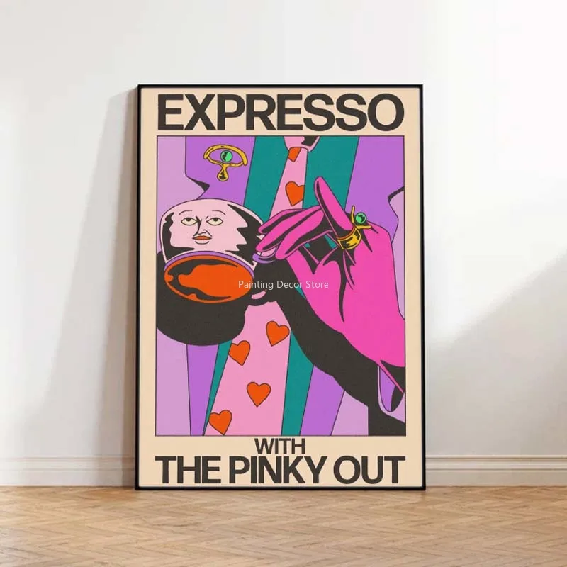 Plakat abstrakcyjny - kolorowy mid century Jasnożółty