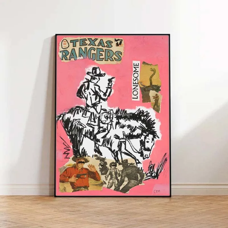 Plakat abstrakcyjny - kolorowy mid century Różowy