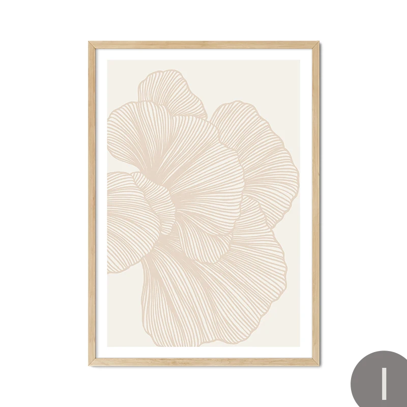 Plakat abstrakcyjny z kwiatem wiśni - botaniczny beż Ja