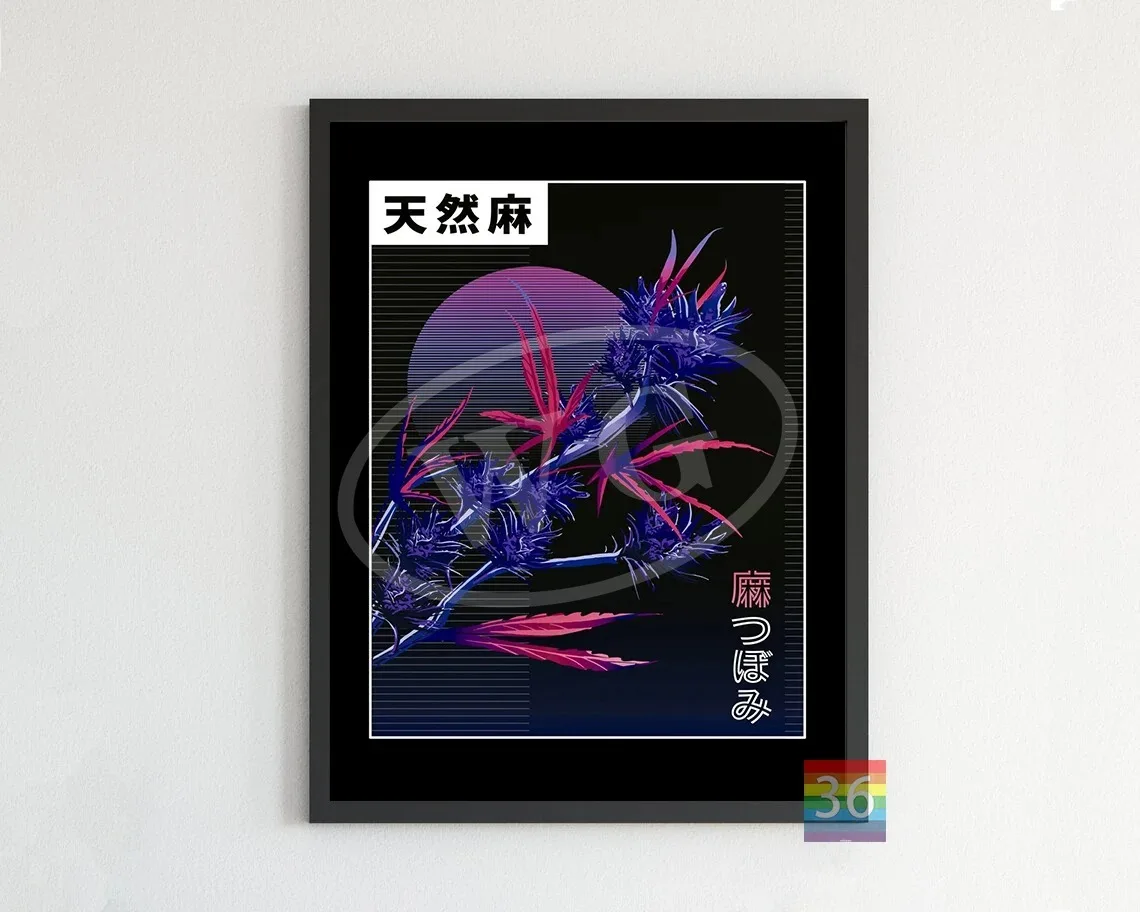 Plakat abstrakcyjny - liście marihuany Q 72 24