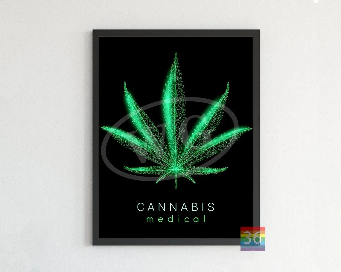 Plakat abstrakcyjny - liście marihuany Q 72 26