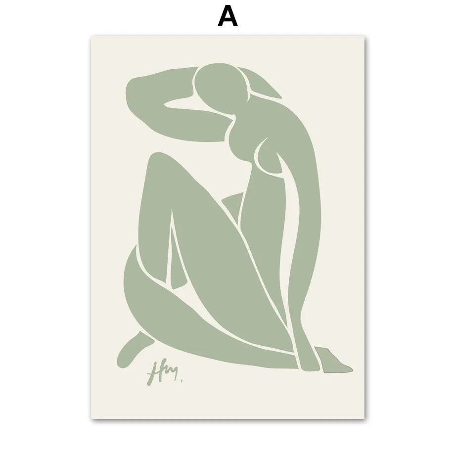 Matisse - liść i kwiat, plakat abstrakcyjny Biały