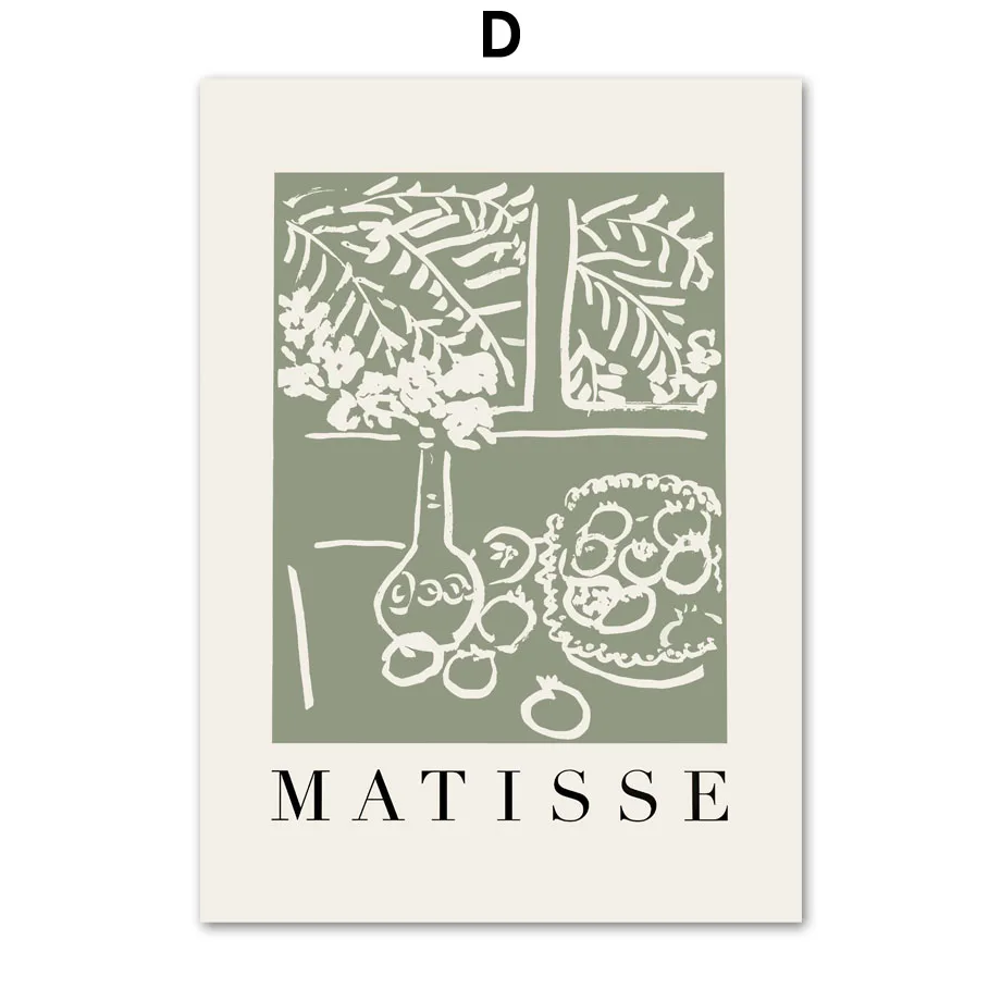 Matisse - liść i kwiat, plakat abstrakcyjny Burgundia