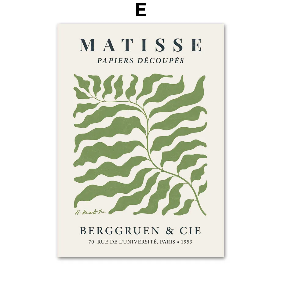 Matisse - liść i kwiat, plakat abstrakcyjny Fioletowy