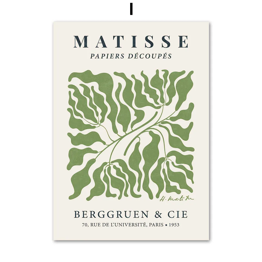 Matisse - liść i kwiat, plakat abstrakcyjny Granatowy