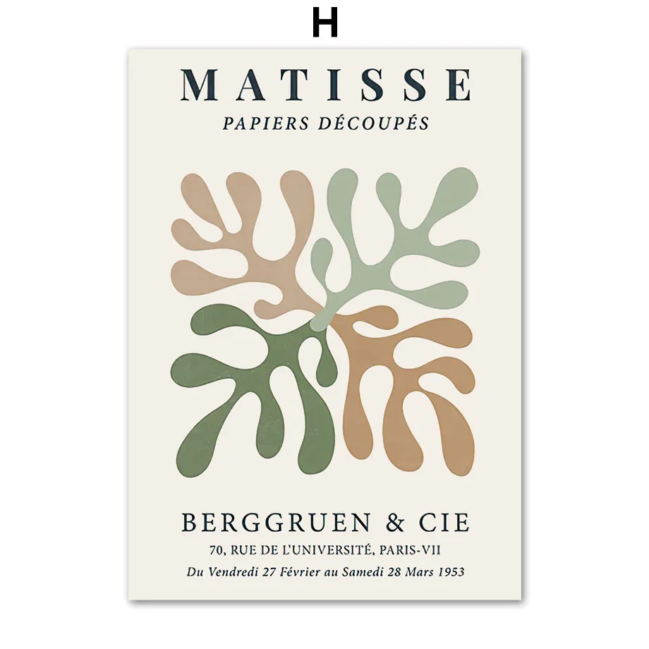 Matisse - liść i kwiat, plakat abstrakcyjny Niebieski