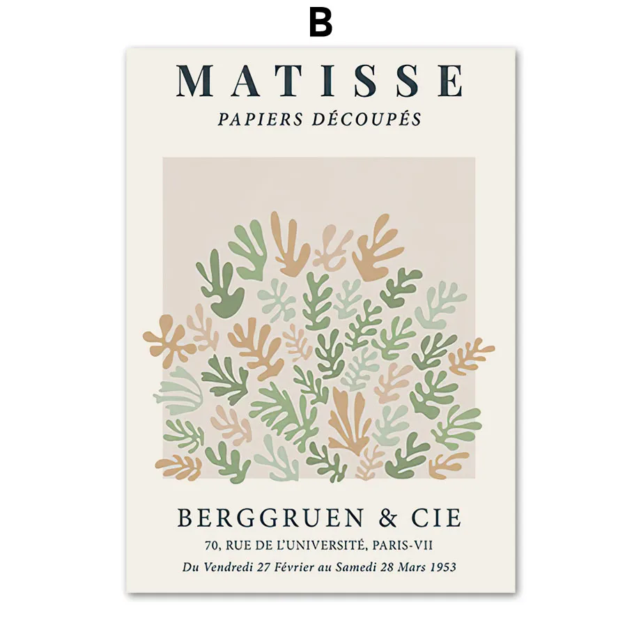 Matisse - liść i kwiat, plakat abstrakcyjny żółty