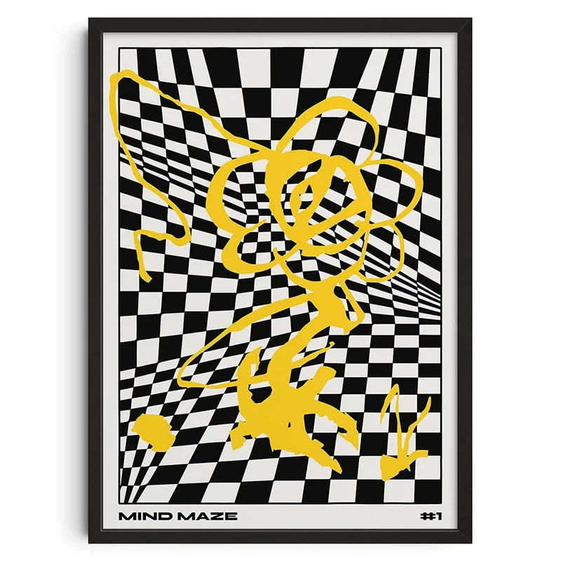 Abstrakcja mid-century - japoński plakat vintage Wzór 1