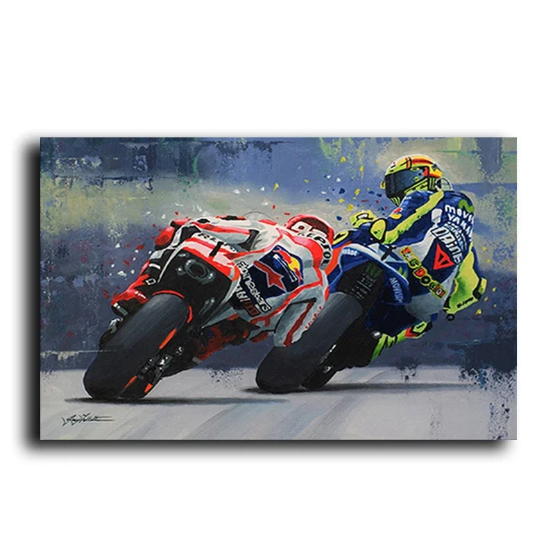 Abstrakcyjny plakat z motocyklem nad morzem Wzór 1