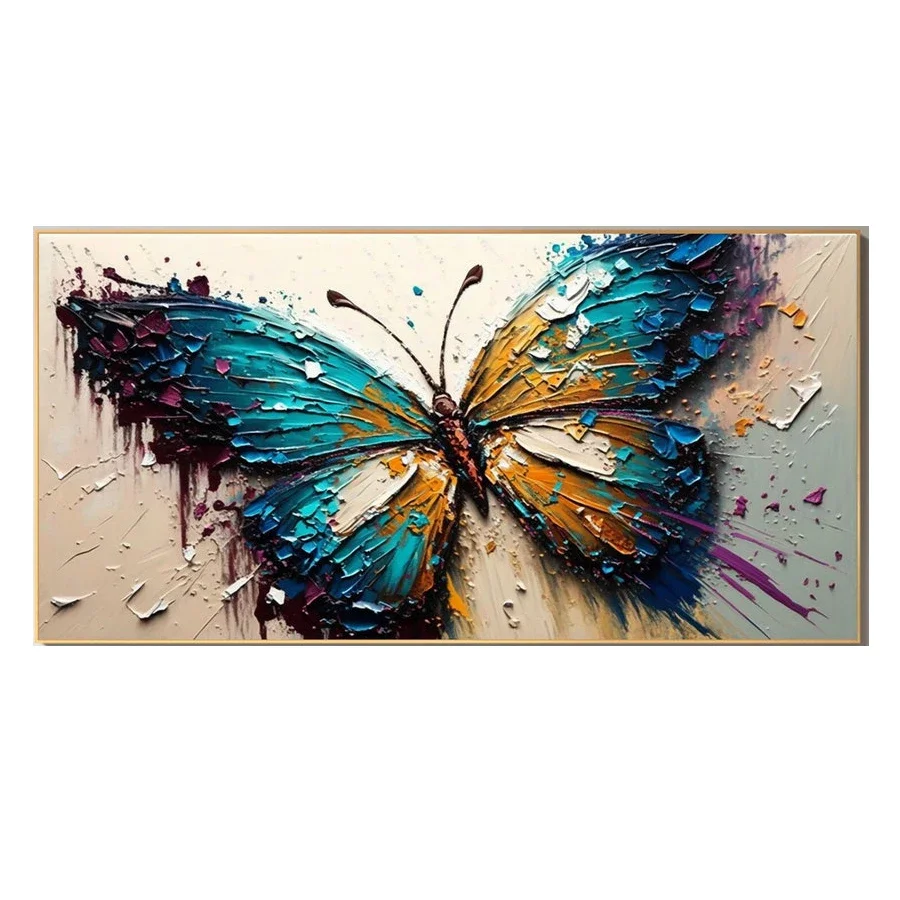 Plakat abstrakcyjny motyl żółty