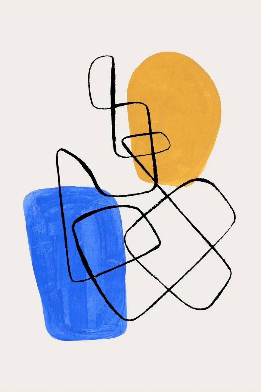 Plakat abstrakcyjny pociągnięcia pędzla mid-century Pomarańczowy