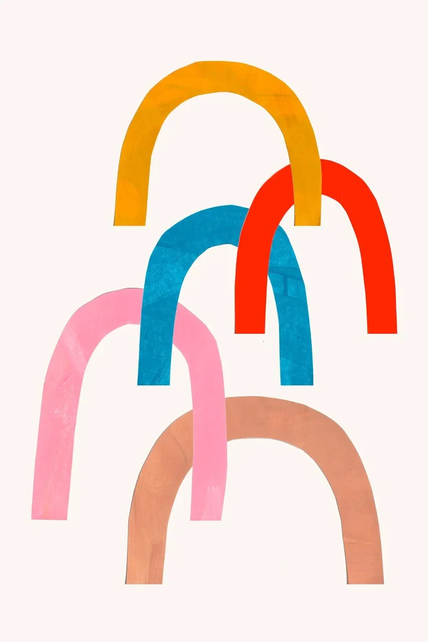 Plakat abstrakcyjny pociągnięcia pędzla mid-century Wielo