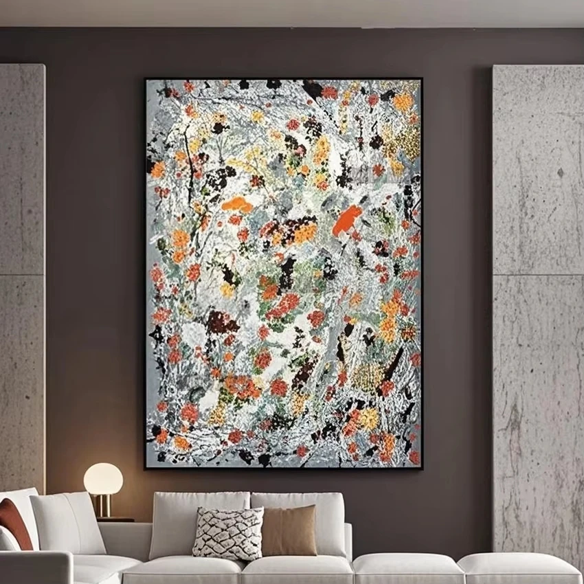 Pollock abstrakcja malarska Jasnoszary