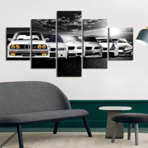 Abstrakcyjny plakat retro z samochodem żółty