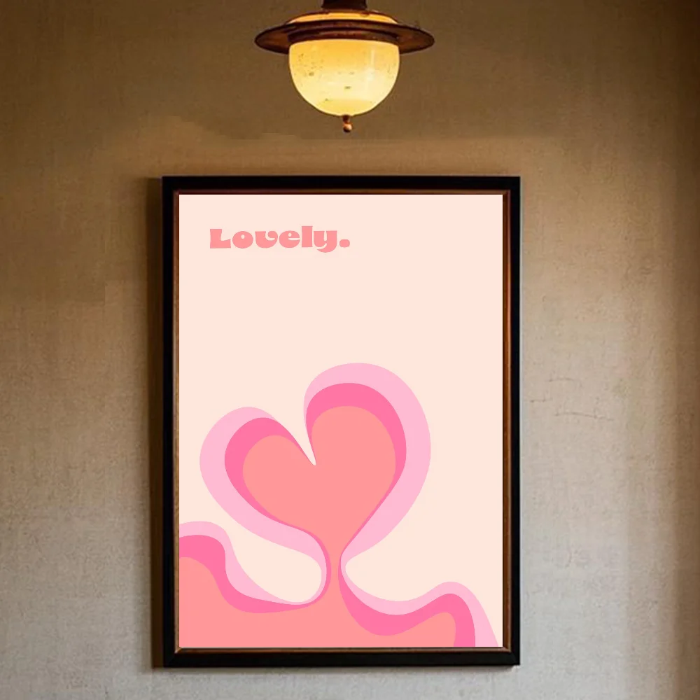 Plakat abstrakcyjny różowy motyw miłości Szary
