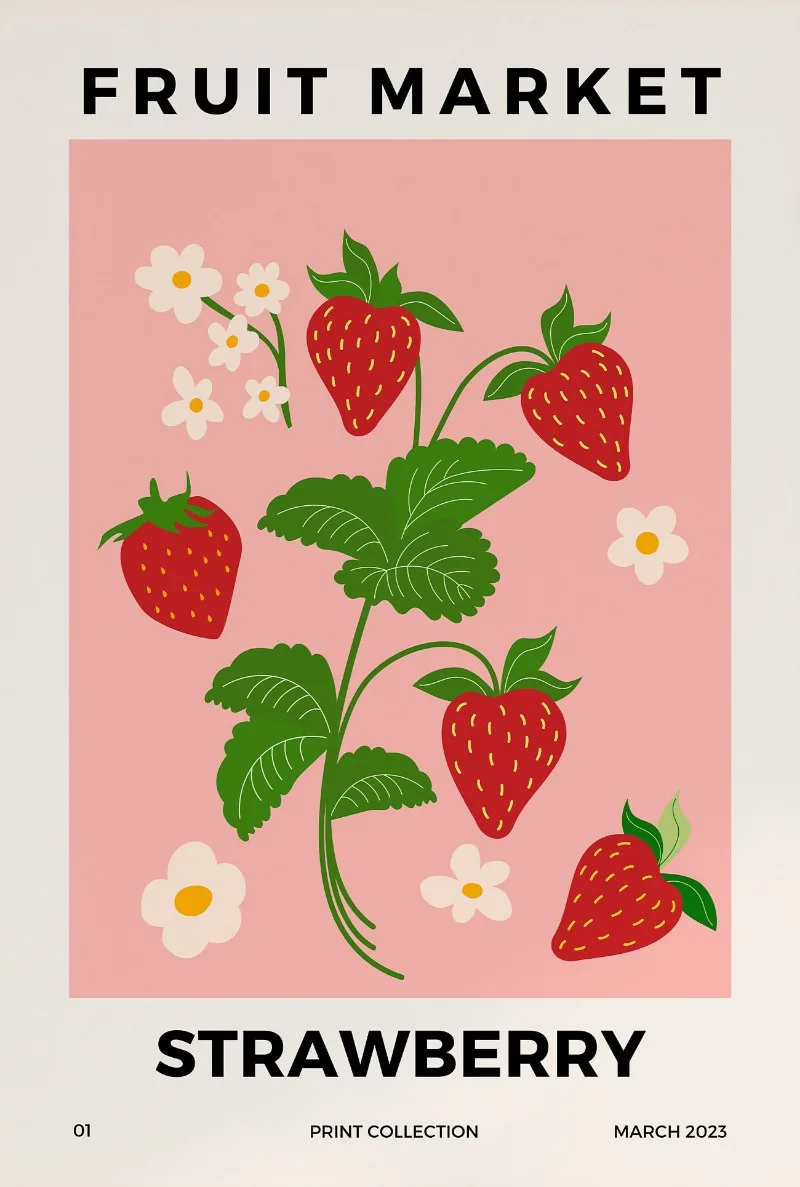Abstrakcyjny rynek kwiatowy - plakat pastelowy Jasnoszary