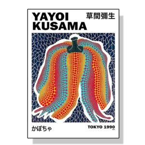Plakat abstrakcyjny Yayoi Kusama – kwiaty i dynie Wzór 1