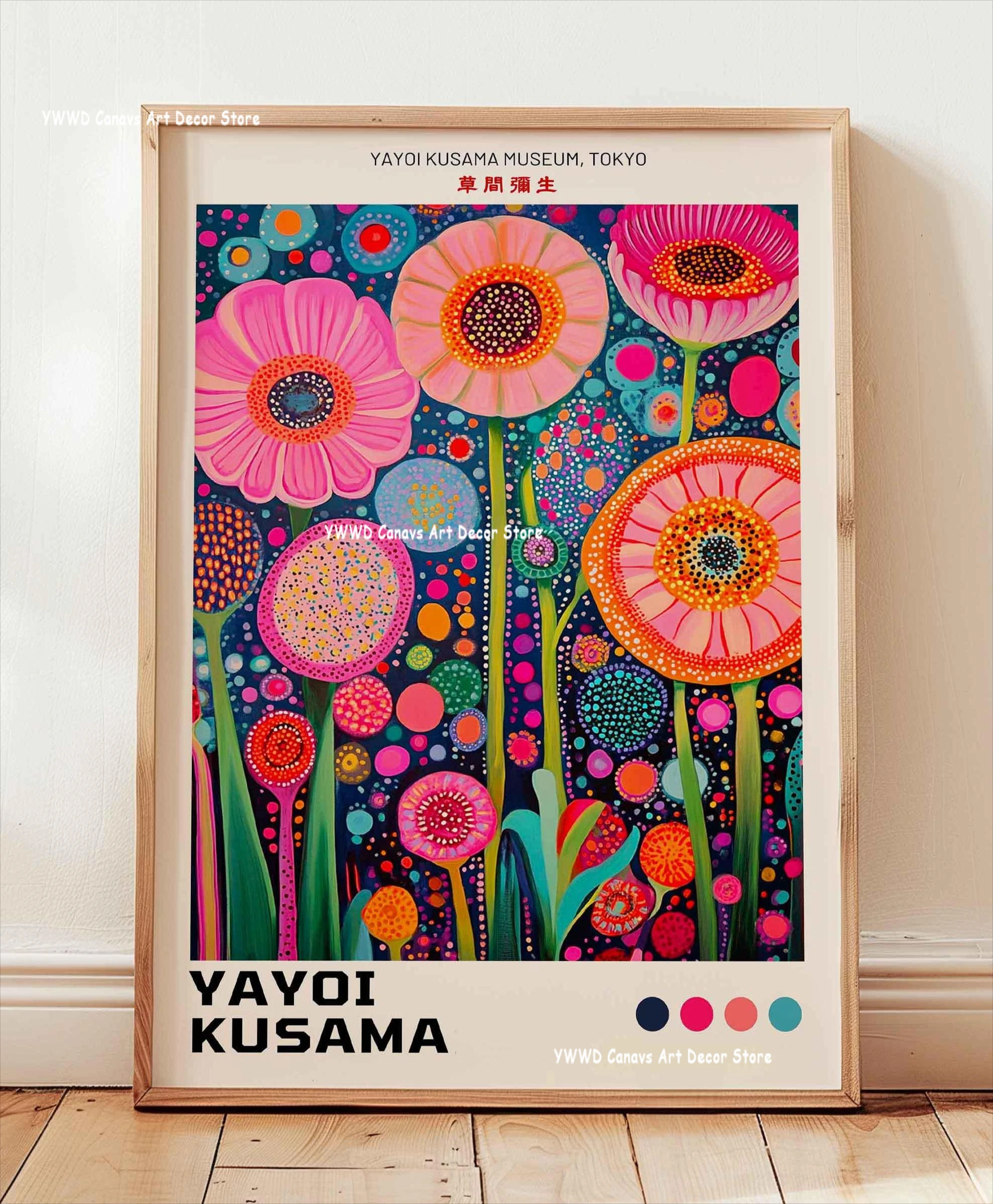Plakat abstrakcyjny Yayoi Kusama różowa meduza i Fudżi Ct1180 6