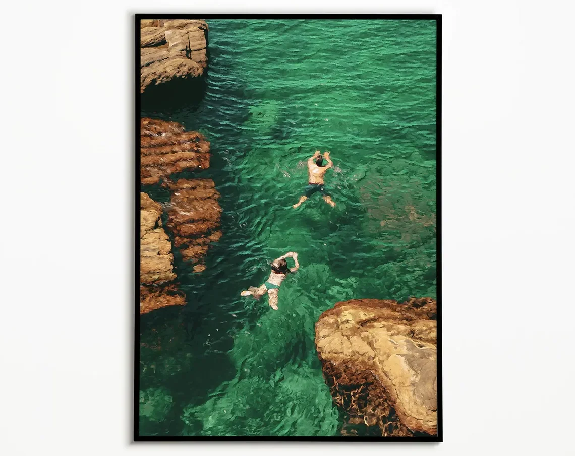 Zielona abstrakcja retro - plakat pływaka Wzór 2