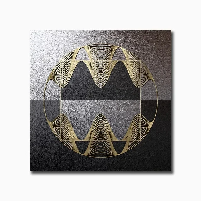 Plakat abstrakcyjny złota geometria na czerni Sku 07