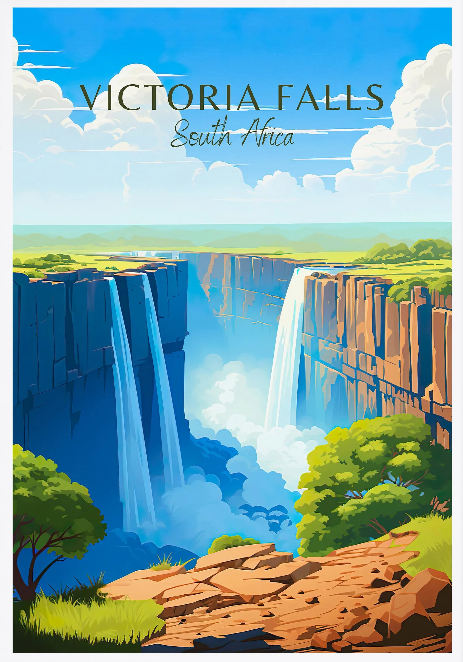 Plakat Afryka – podroże, Seszele i Wodospady Wiktorii Wzór 12