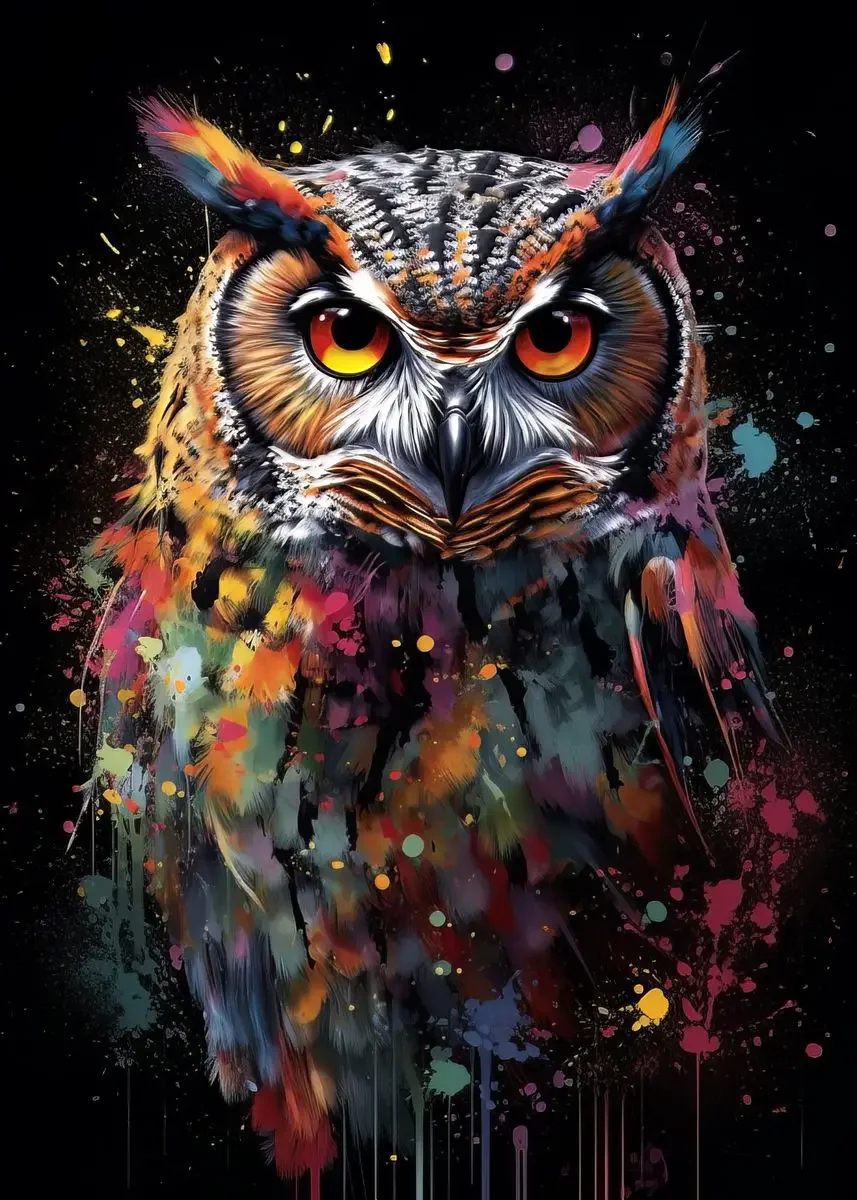 Akwarelowy plakat z dzikimi zwierzętami Fioletowy