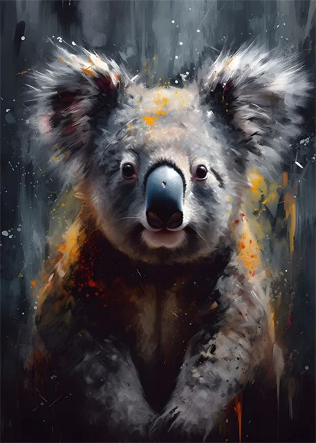 Plakat akwarela zwierzeta portret Czarny