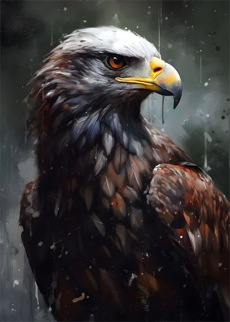 Plakat akwarela zwierzeta portret Granatowy
