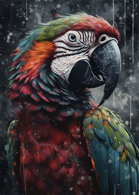 Plakat akwarela zwierzeta portret Różowy