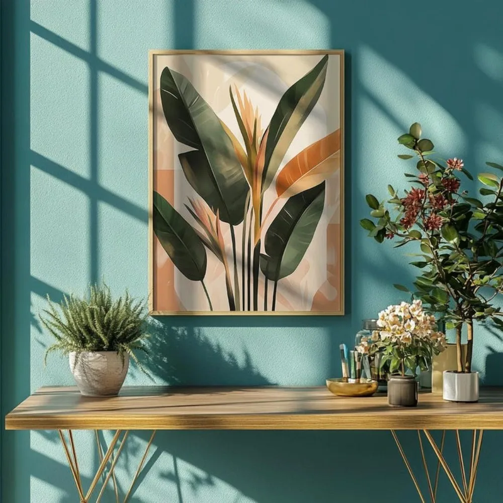 Plakat akwarelowe liście roślin - tryptyk botaniczny Wzór 3